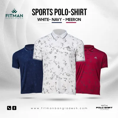 Men’s all over active Polo Shirt (White+Navy+Marron) (Delivery free)